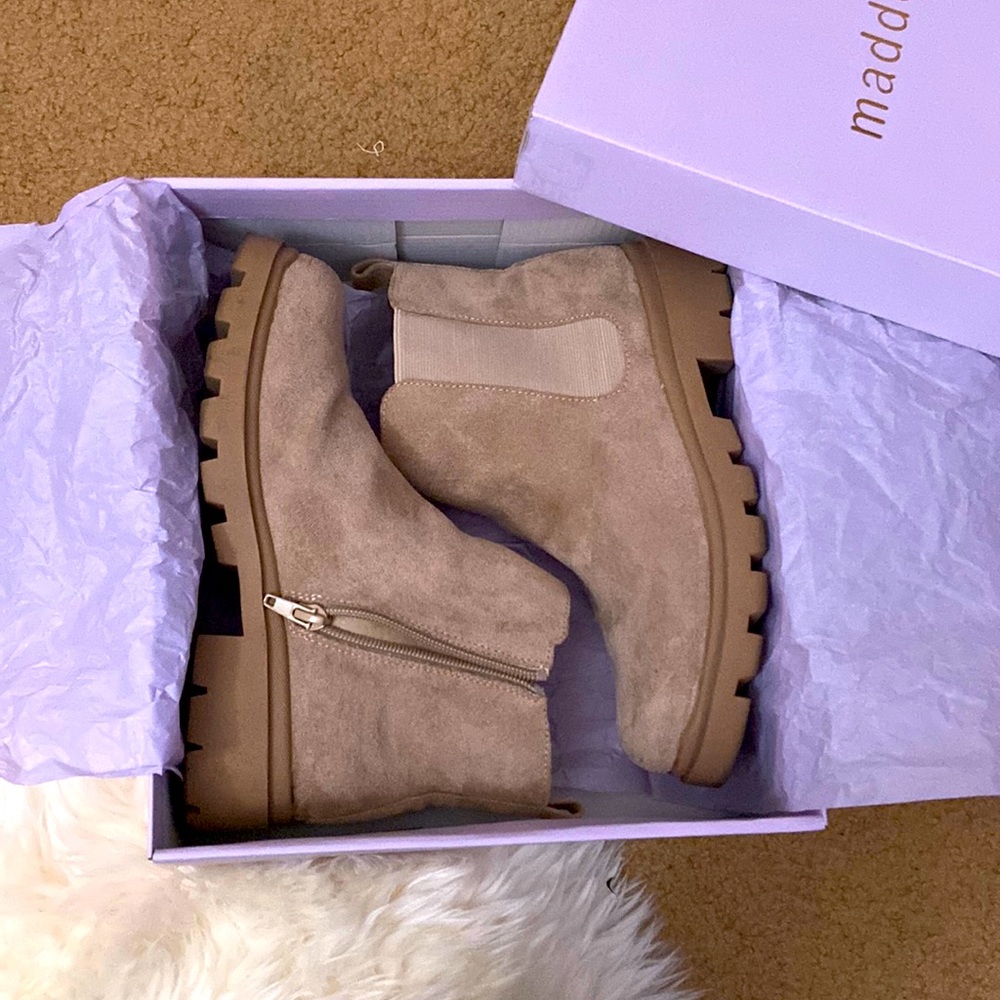 Madden Girl Tan Suede Ankle Boots